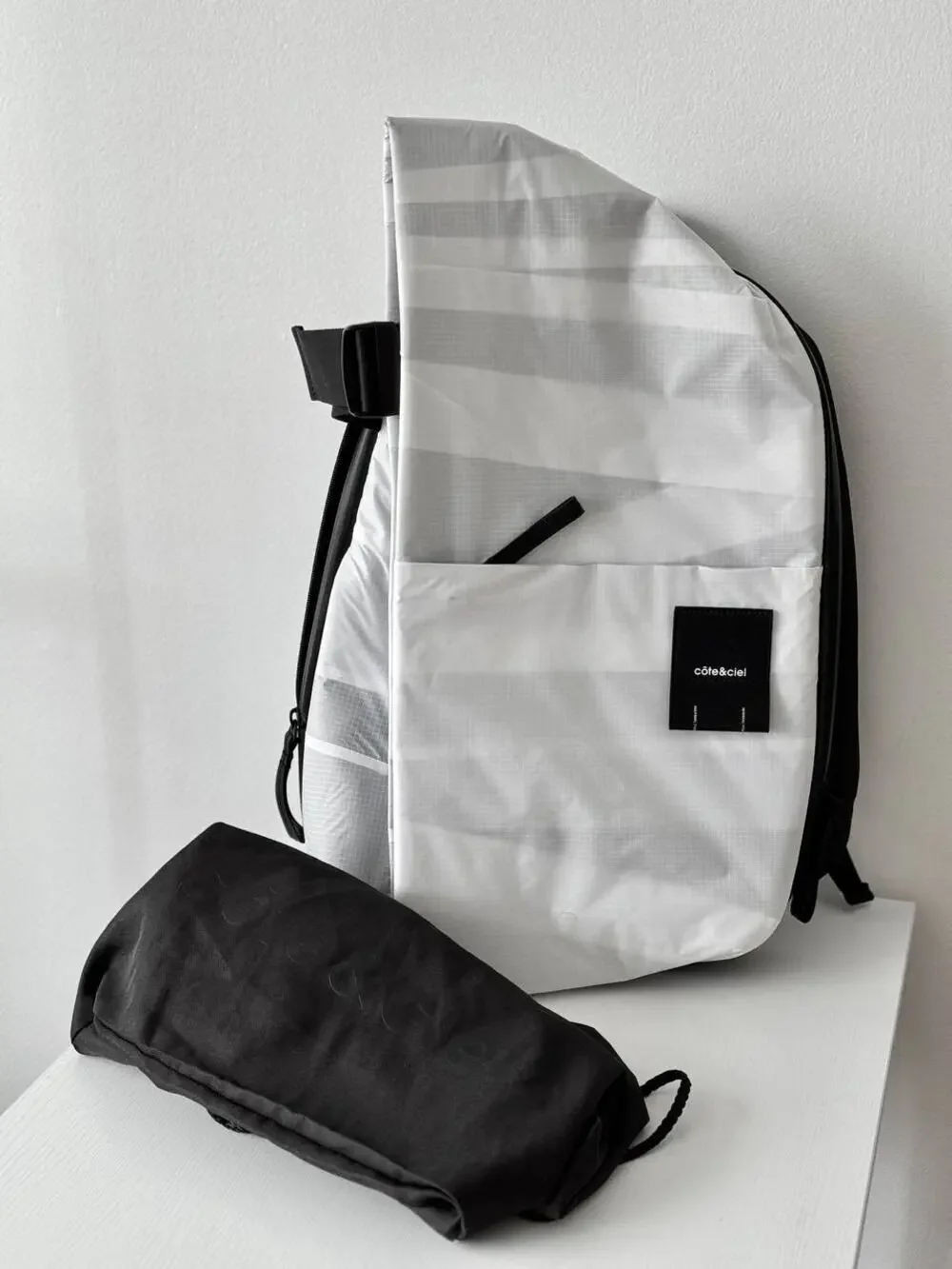 Cote and Ciel White Layered Isar Backpack Technical Ripstop